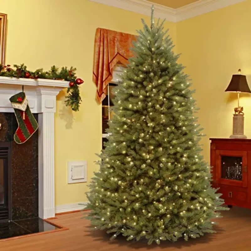 National Tree Co. Dunhill Fir Hinged 9 Foot Pre-Lit Fir Christmas Tree