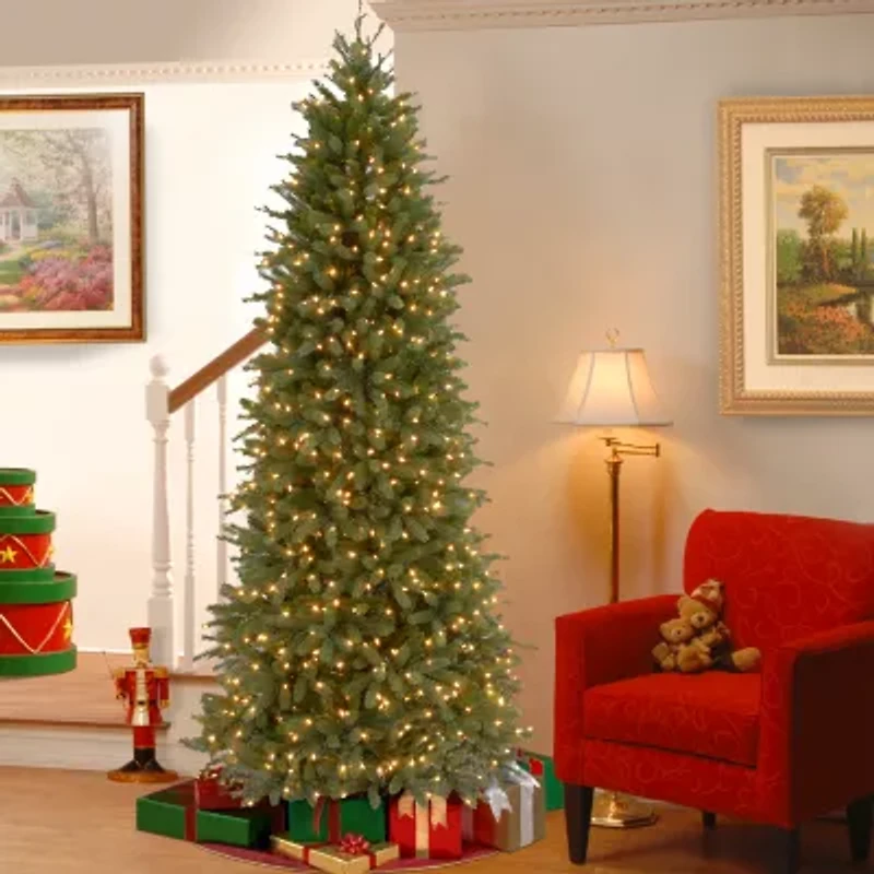 National Tree Co. Jersey Fraser Pencil Slim 7 1/2 Foot Pre-Lit Fir Christmas Tree