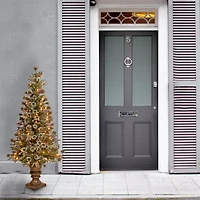 National Tree Co. Liberty Pine Potted 4 Foot Pre-Lit Flocked Pine Christmas Tree