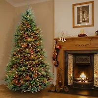 National Tree Co. Dunhill Fir Hinged 7 1/2 Foot Pre-Lit Fir Christmas Tree
