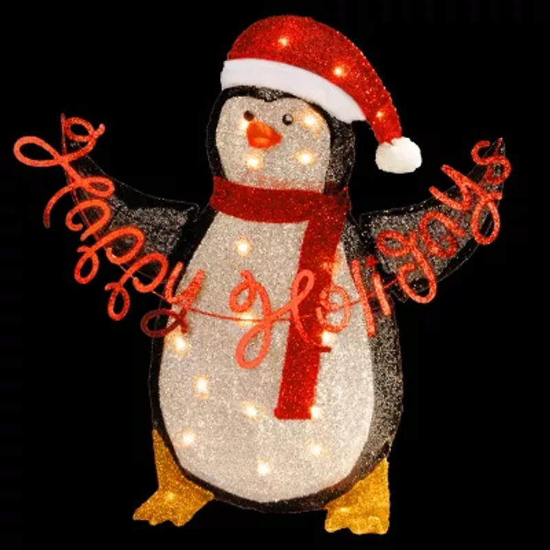 National Tree Co. Fabric Penguin Holding Sign Christmas Figurine