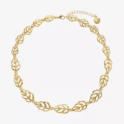 Liz Claiborne Leaf Womens 17 Inch Collar Necklace