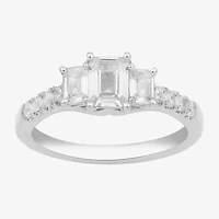 Love Lives Forever (H-I / Si2) Womens 1 1/2 CT. T.W. Lab Grown White Diamond 10K White Gold Side Stone 3-Stone Engagement Ring