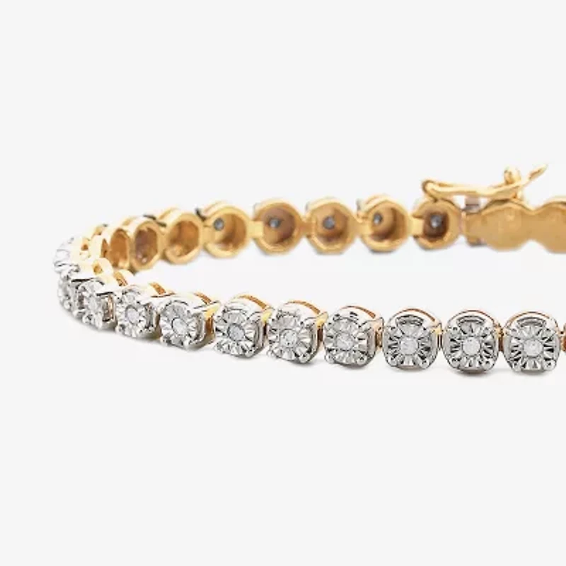 1/2 CT. T.W. Diamond 7 or 8 Inch Tennis Bracelet 14K Gold Over Silver
