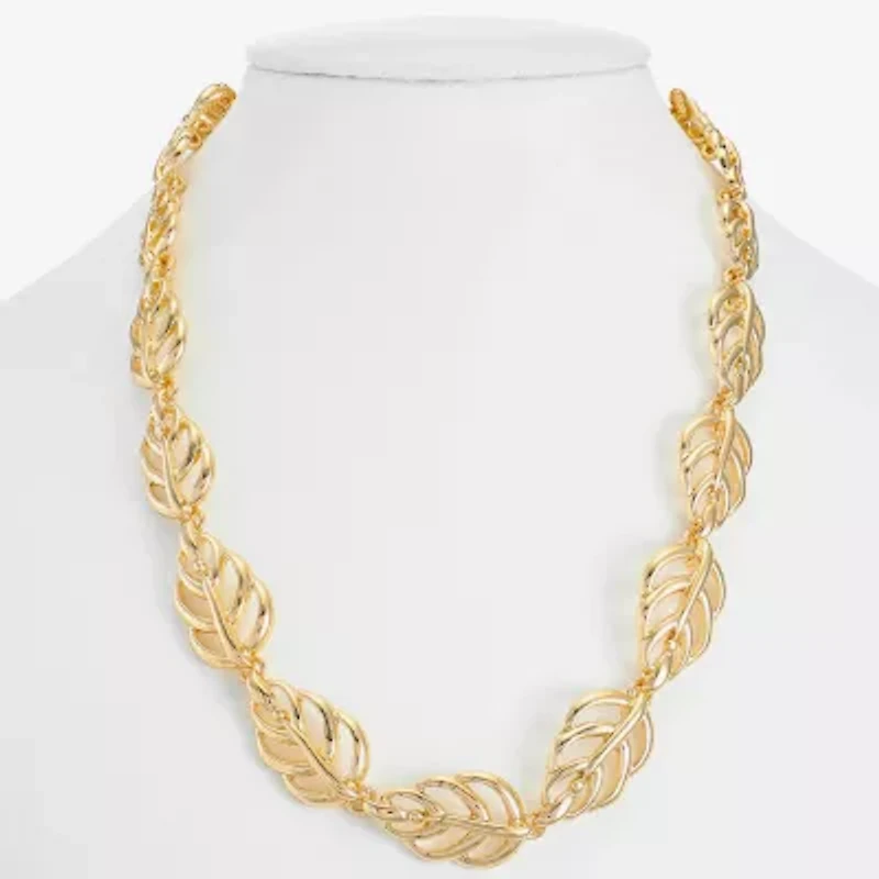 Liz Claiborne Leaf Womens 17 Inch Collar Necklace