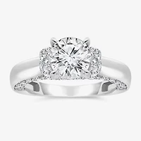 (I / I1) Womens 3 CT. T.W. Lab Grown White Diamond 10K Gold or 14K Round Side Stone Engagement Ring