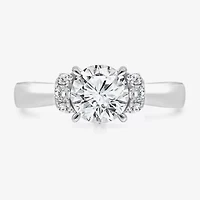 (I / I1) Womens 3 CT. T.W. Lab Grown White Diamond 10K Gold or 14K Round Side Stone Engagement Ring