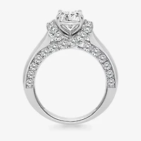 (I / I1) Womens 3 CT. T.W. Lab Grown White Diamond 10K Gold or 14K Round Side Stone Engagement Ring