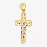 Crucifix Unisex Adult 14K Two Tone Gold Cross Pendant