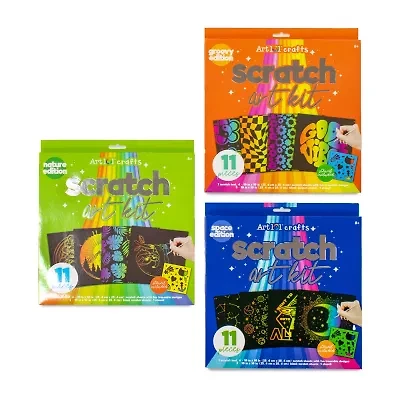 Art 101 Crafts Scratch Art Kit with 3 Sets of Scratch Art