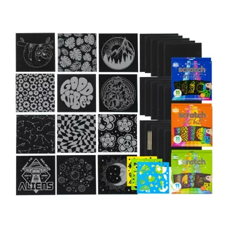Art 101 Crafts Scratch Art Kit with 3 Sets of Scratch Art
