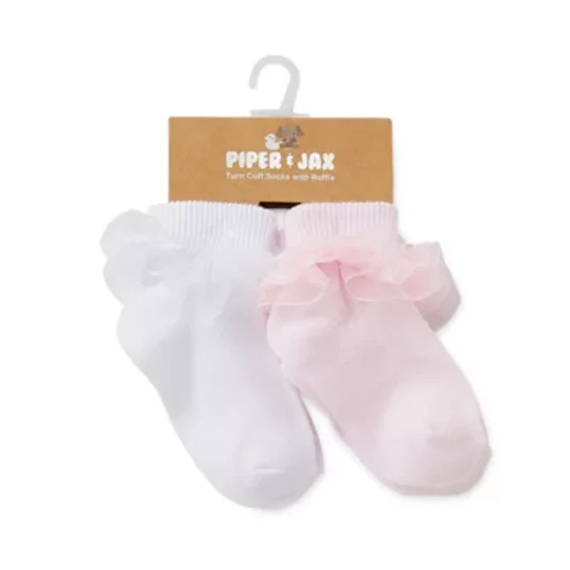 Piper & Jax Baby Girls 2 Pair Crew Socks