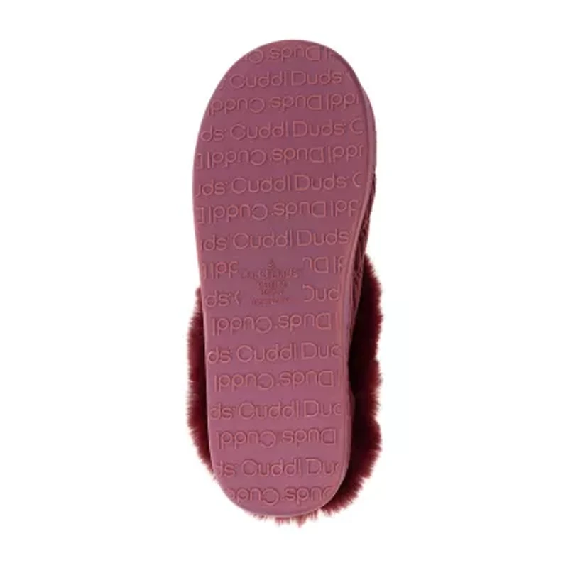 Cuddl Duds Corduroy Puff Womens Memory Foam Clog Slippers