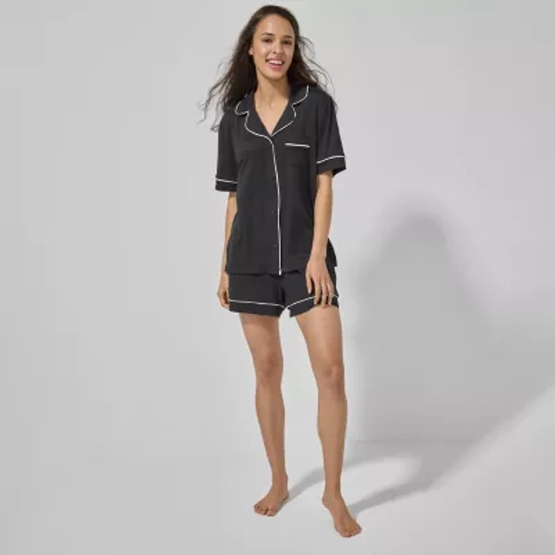Ambrielle Womens Short Sleeve 2-pc. Pajama Sets