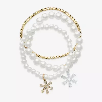 Mixit Gold Tone Womens 3-pc. Glass Bracelet Set