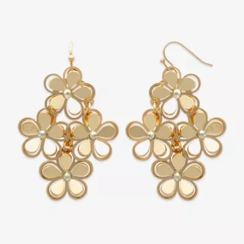 Bold Elements Womens Glass Flower Drop Earrings