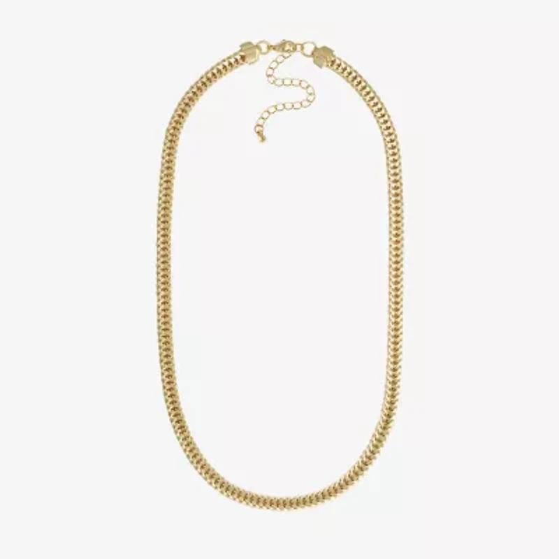 Bold Elements Gold Tone Womens Stainless Steel 18 Inch Cable Chain Necklace