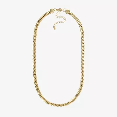 Bold Elements Gold Tone Womens Stainless Steel 18 Inch Cable Chain Necklace