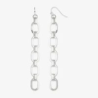 Bold Elements Chain Link Linear Womens Stainless Steel Drop Earrings
