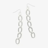 Bold Elements Chain Link Linear Womens Stainless Steel Drop Earrings