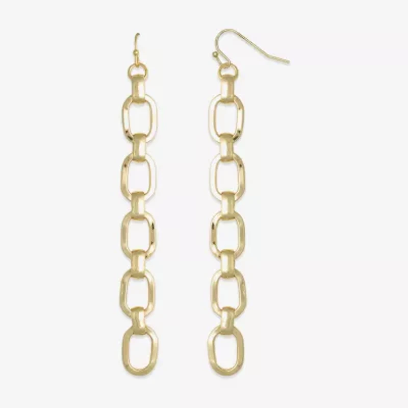 Bold Elements Chain Link Linear Womens Stainless Steel Drop Earrings