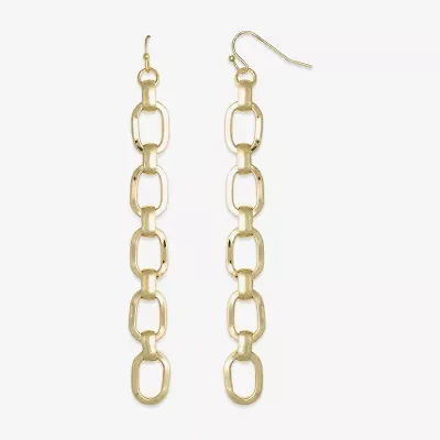 Bold Elements Chain Link Linear Womens Stainless Steel Drop Earrings