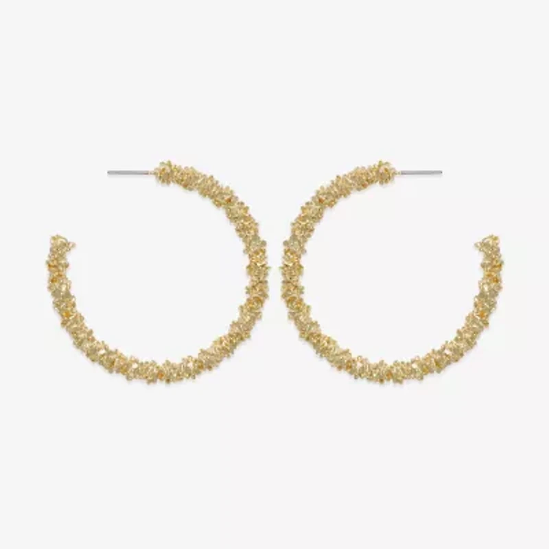 Bold Elements Textured Open Womens 49.8mm Hoop Earrings