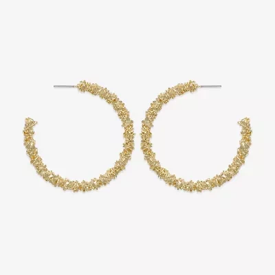Bold Elements Textured Open Womens 49.8mm Hoop Earrings