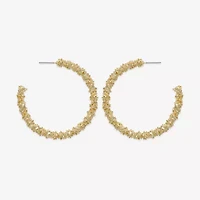 Bold Elements Textured Open Womens 49.8mm Hoop Earrings