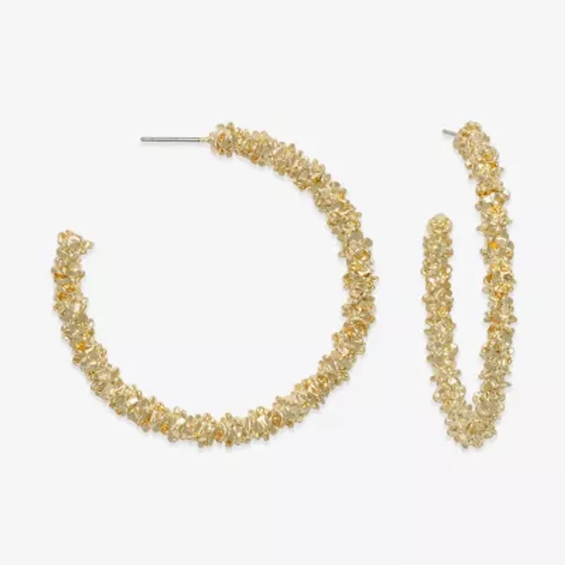 Bold Elements Textured Open Womens 49.8mm Hoop Earrings
