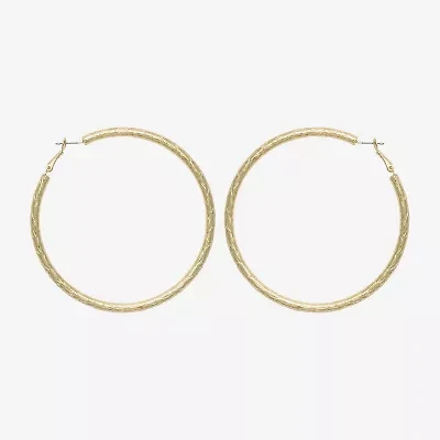 Bold Elements Diamond-Cut 79.1mm Womens 79.1mm Hoop Earrings