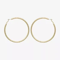 Bold Elements Diamond-Cut 79.1mm Womens 79.1mm Hoop Earrings