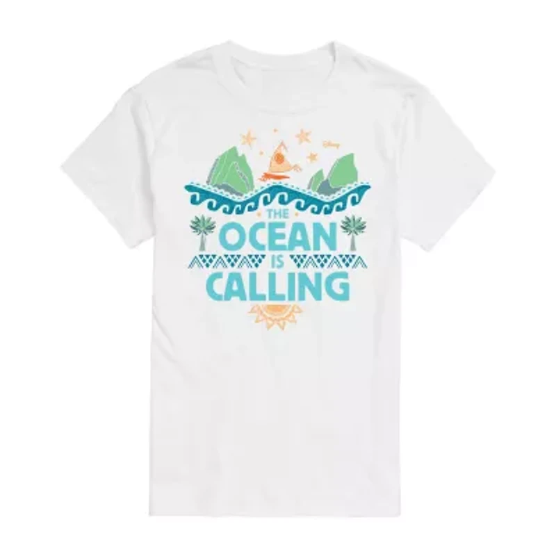 Ocean Is Calling Tee Womens Juniors Crew Neck Short Sleeve Regular Fit Moana Graphic T-Shirt