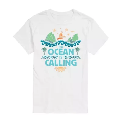 Ocean Is Calling Tee Womens Juniors Crew Neck Short Sleeve Regular Fit Moana Graphic T-Shirt