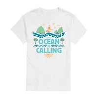 Ocean Is Calling Tee Womens Juniors Crew Neck Short Sleeve Regular Fit Moana Graphic T-Shirt