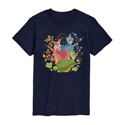 Sleeping Beauty Flora; Fauna And Merryweather Tee Womens Crew Neck Short Sleeve Regular Fit Juniors Graphic T-Shirt