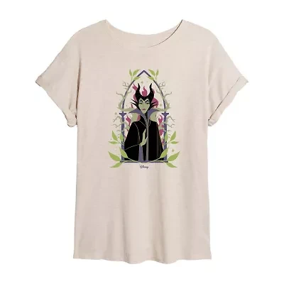 Sleeping Beauty Malificent Tee Womens Juniors Crew Neck Short Sleeve Oversized Maleficent Graphic T-Shirt
