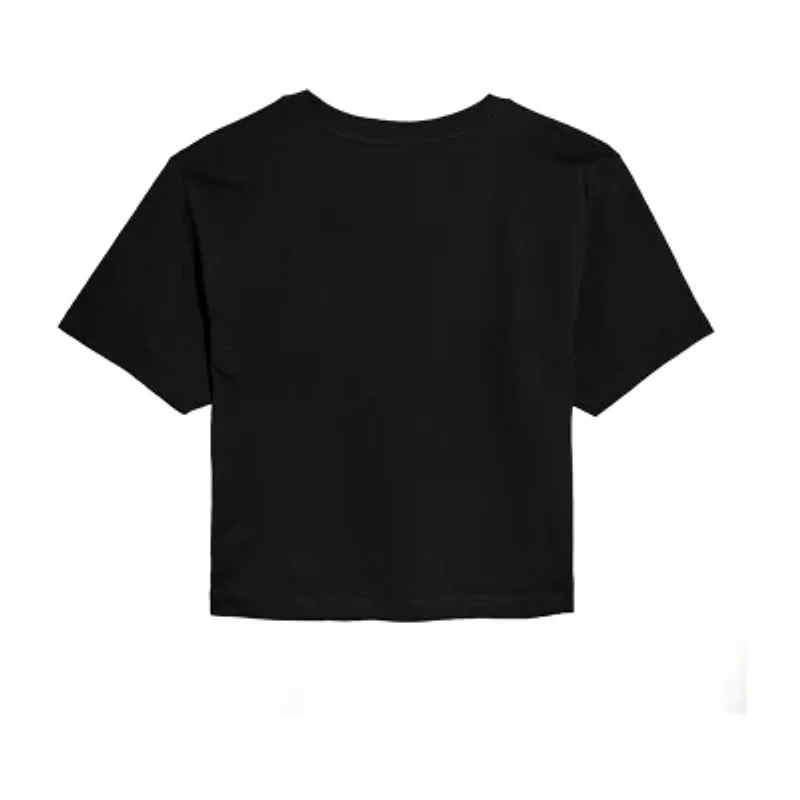 Friends Fountain Cropped Tee Womens Crew Neck Short Sleeve Regular Fit Juniors Graphic T-Shirt