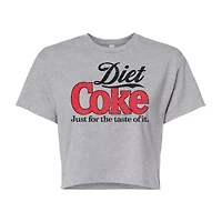 Diet Coke Cropped Tee Womens Juniors Crew Neck Short Sleeve Regular Fit Graphic T-Shirt
