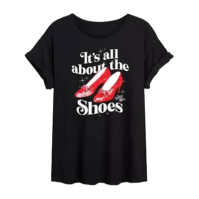 It'S All About The Shoes Tee Womens Crew Neck Short Sleeve Oversized Wizard of Oz Juniors Graphic T-Shirt