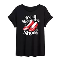 It'S All About The Shoes Tee Womens Crew Neck Short Sleeve Oversized Wizard of Oz Juniors Graphic T-Shirt