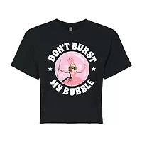 Wizard of Oz Glinda Don'T Burst My Bubble Cropped Tee Womens Crew Neck Short Sleeve Regular Fit The Juniors Graphic T-Shirt