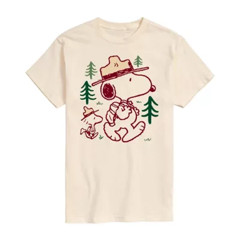 Peanuts Snoopy And Woodstock Wilderness Tee Womens Crew Neck Short Sleeve Regular Fit Juniors Graphic T-Shirt