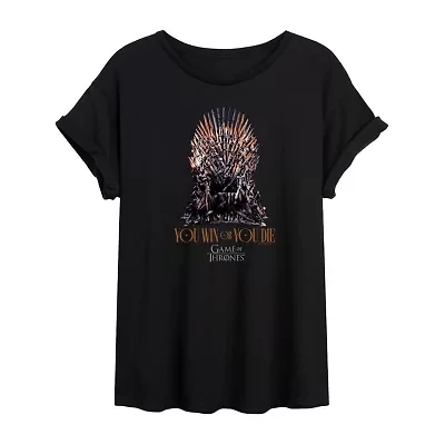 Game Of Thrones You Live Or Die Tee Womens Crew Neck Short Sleeve Oversized Juniors Graphic T-Shirt