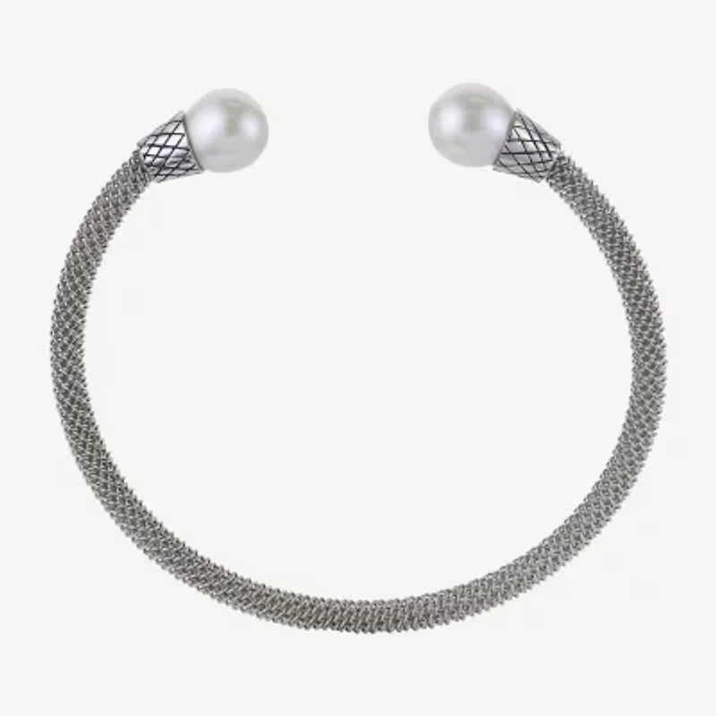 9-9.5Mm Cultured Freshwater Pearl Sterling Silver Cuff Bracelet