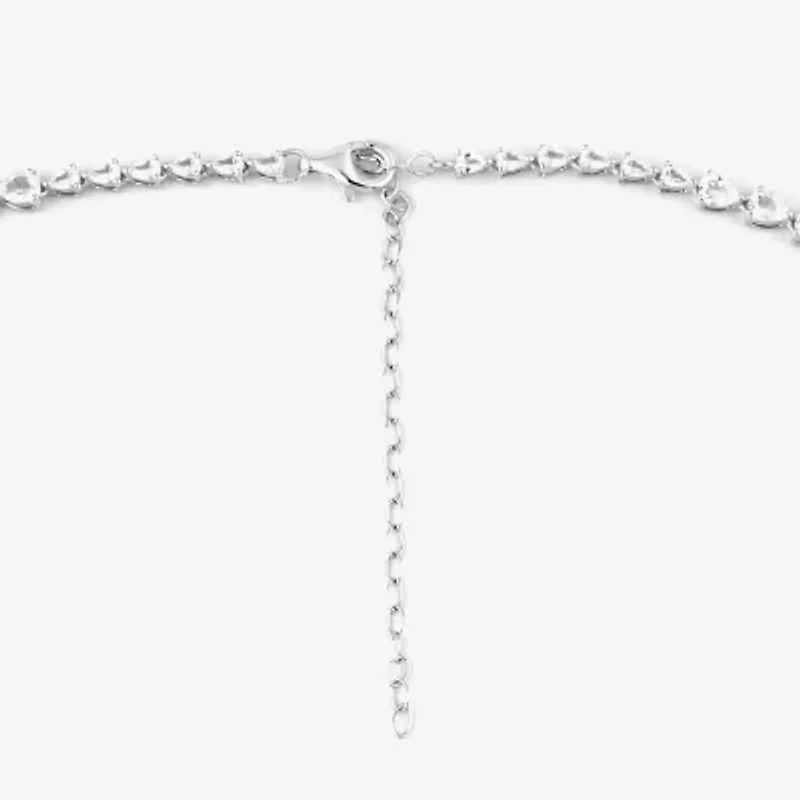 Womens Lab Created White Sapphire Sterling Silver 16 Inch Pendant Necklace