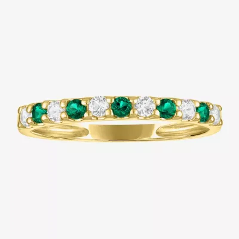 Womens Lab Created Gemstone 10K Gold Band