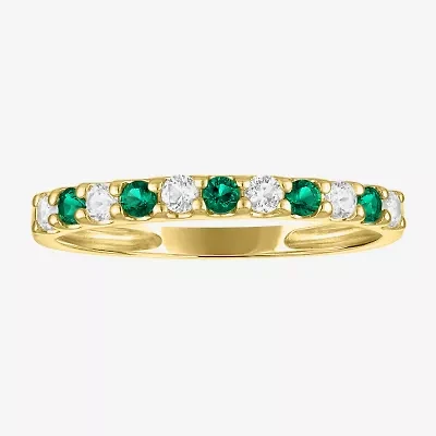 Womens Lab Created Gemstone 10K Gold Band
