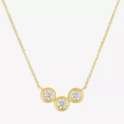 Diamond Addiction (G-H / I1-I2) Womens 1/3 CT. T.W. Lab Grown White Diamond 10K Gold Round 18 Inch Pendant Necklace