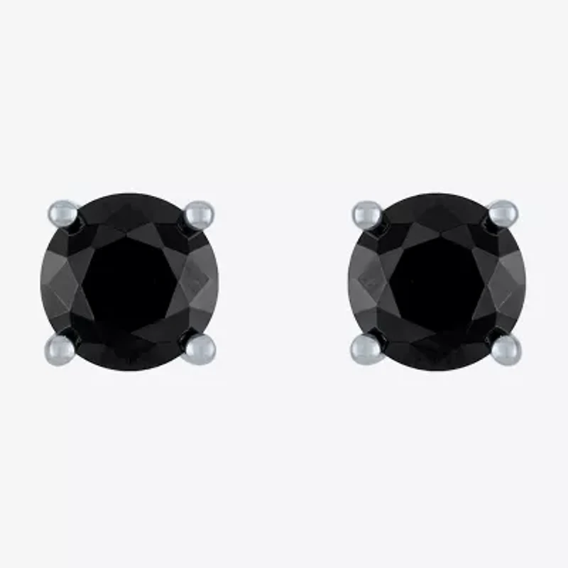 2 CT. T.W. Natural Black Diamond 10K White Gold 6.5mm Round Stud Earrings